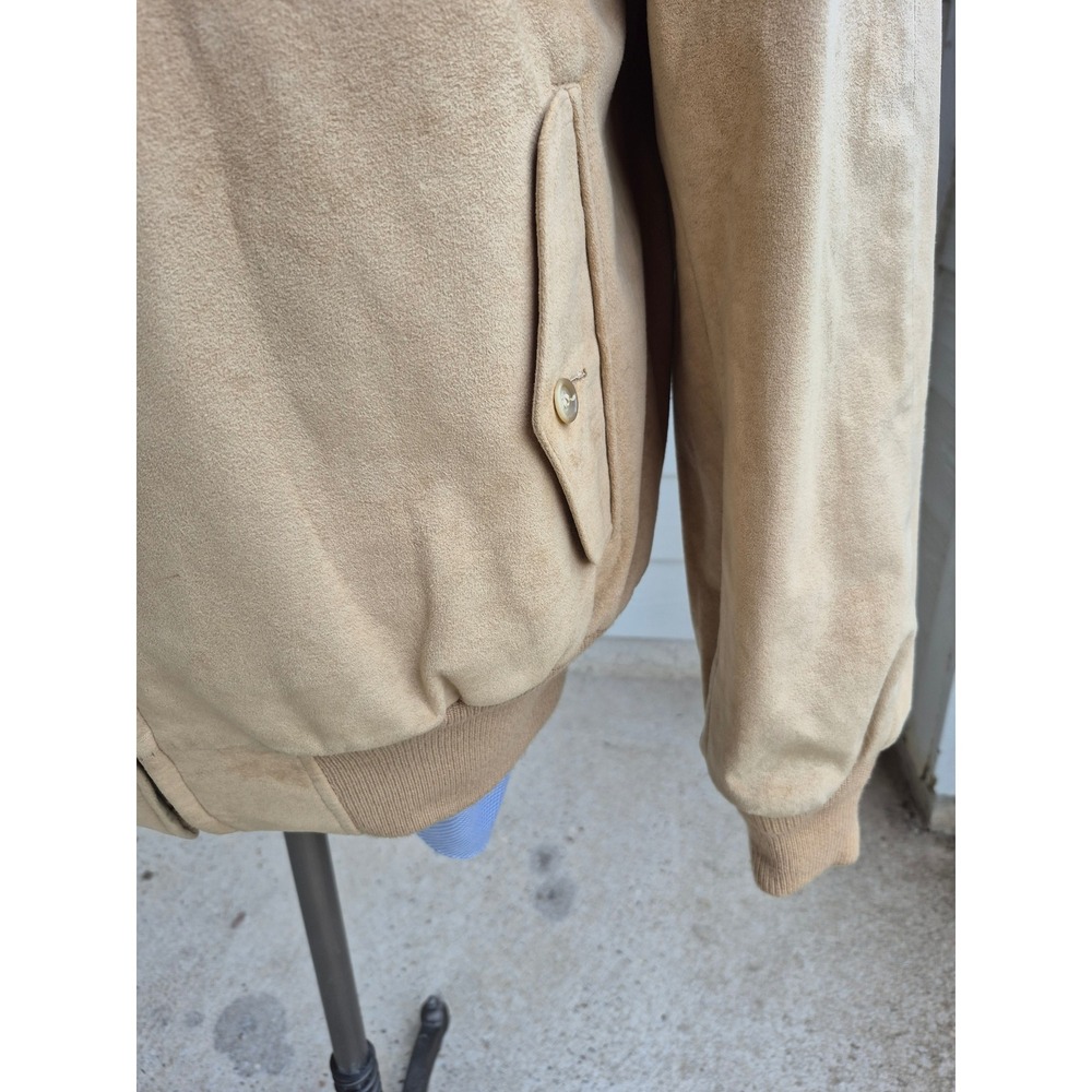 Vintage Lakeland Tan Suede Bomber Jacket Mens XL Full Zip Harrington Coat - Picture 7 of 16